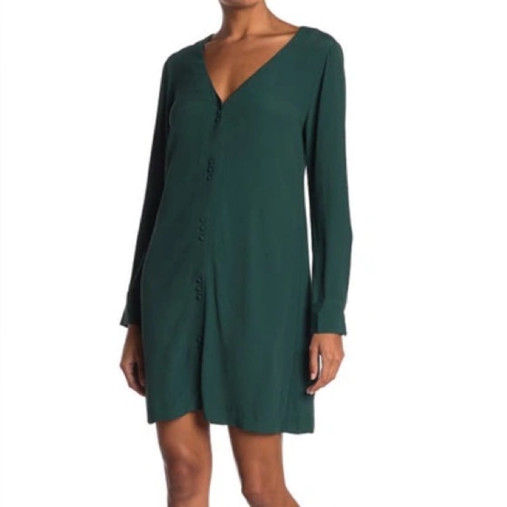 Madewell Button Front Novel Dress in Smoky Spruce